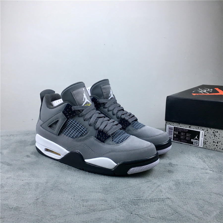 Newest Air Jordan 4 Cool Grey Deer Leather Shoes - Click Image to Close